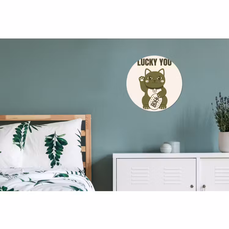Wandcirkel - Aluminium - Kat - Geluk - Dieren - Modern - Groen — 4