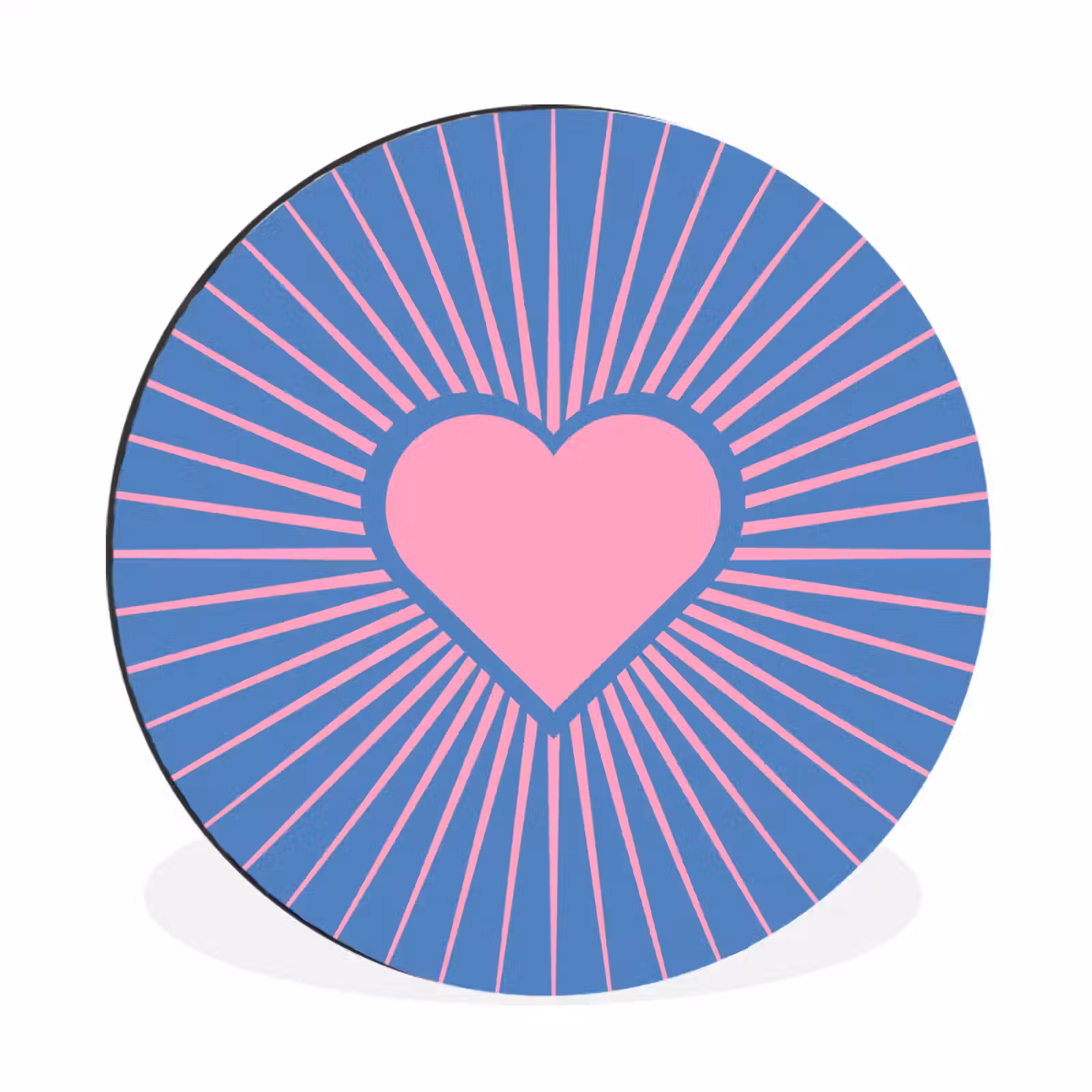 Wandcirkel - Aluminium - Hart - Stralen - Liefde - Modern - Roze — 1