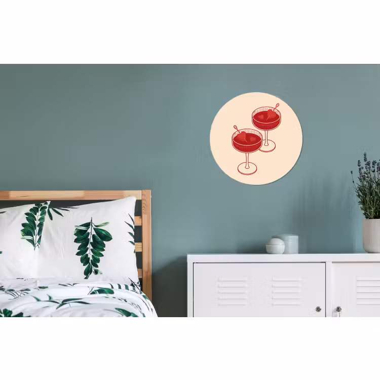 Wandcirkel - Aluminium - Cocktail - Hartjes - Liefde - Illustratie - Rood — 4