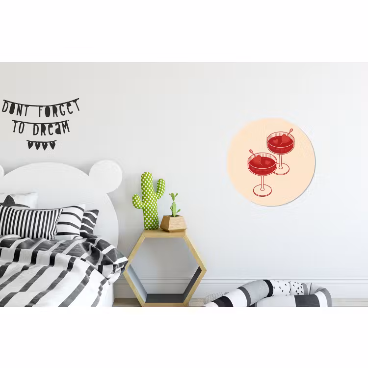 Wandcirkel - Aluminium - Cocktail - Hartjes - Liefde - Illustratie - Rood — 5