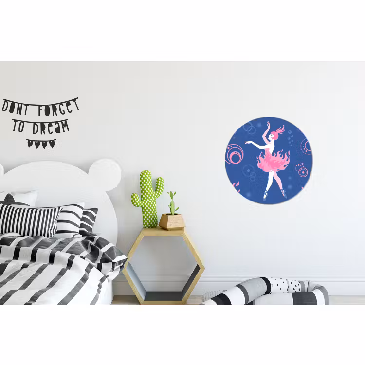 Wandcirkel - Aluminium - Danseres - Vlammenrok - Abstract - Roze - Blauw — 5