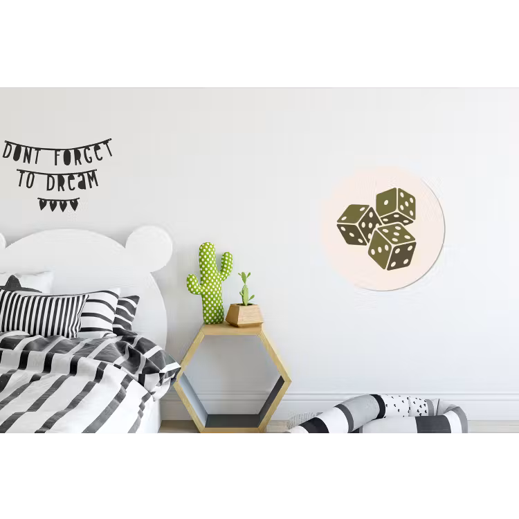 Wandcirkel - Aluminium - Dobbelsteen - Spel - Groen - Abstract — 5