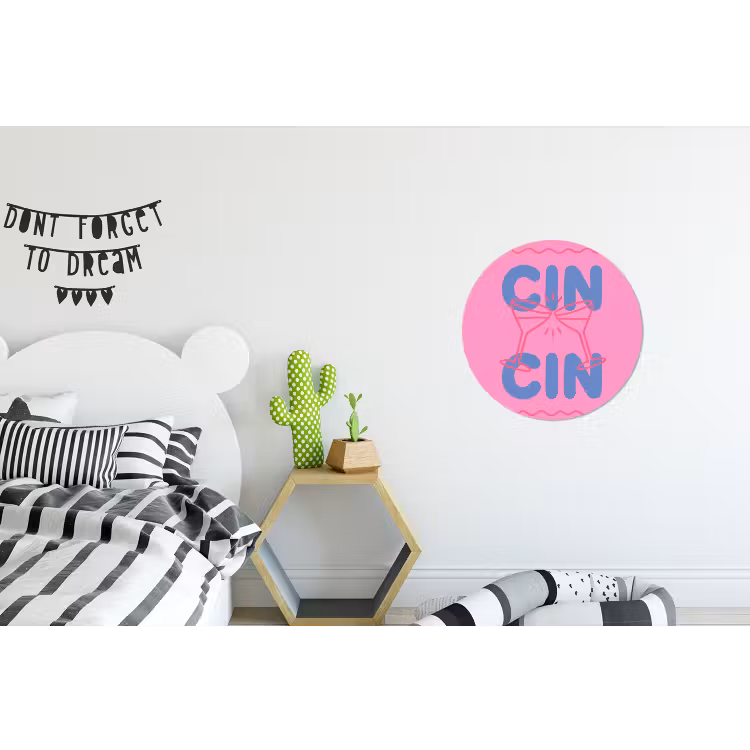 Wandcirkel - Aluminium - Drank - Glazen - Proost - Modern - Roze — 5