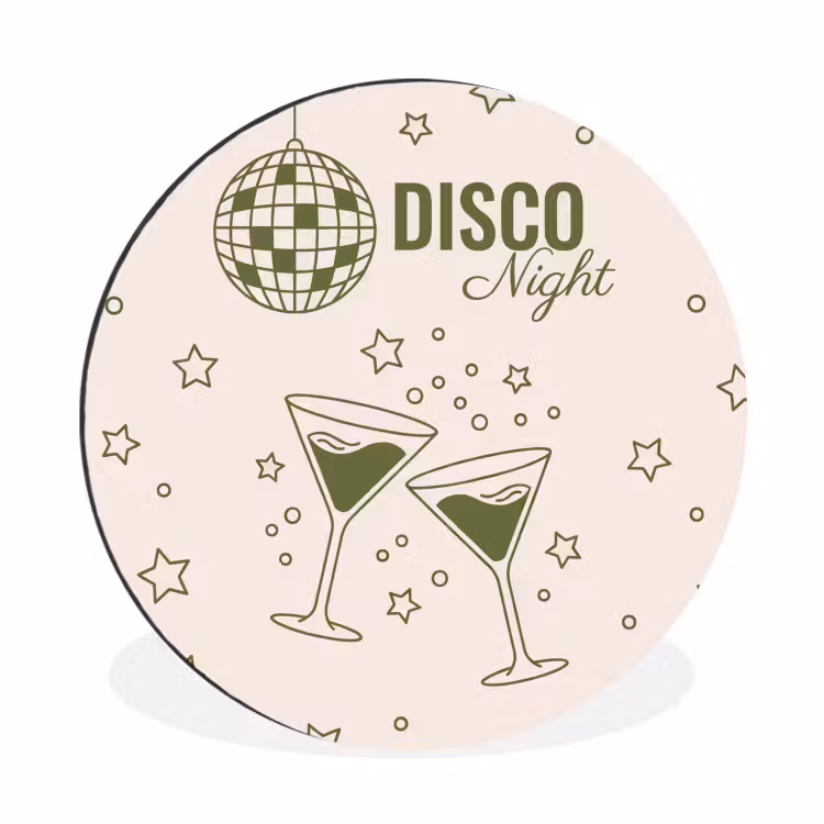 Wandcirkel - Aluminium - Feest - Disco - Drank - Illustratie - Groen — 1