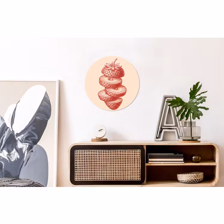 Wandcirkel - Aluminium - Fruit - Gesneden - Illustratie - Rood - Vintage — 3