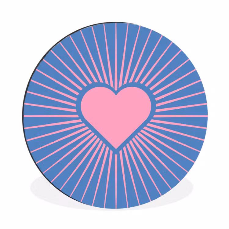 Wandcirkel - Aluminium - Hart - Stralen - Liefde - Modern - Roze — 1