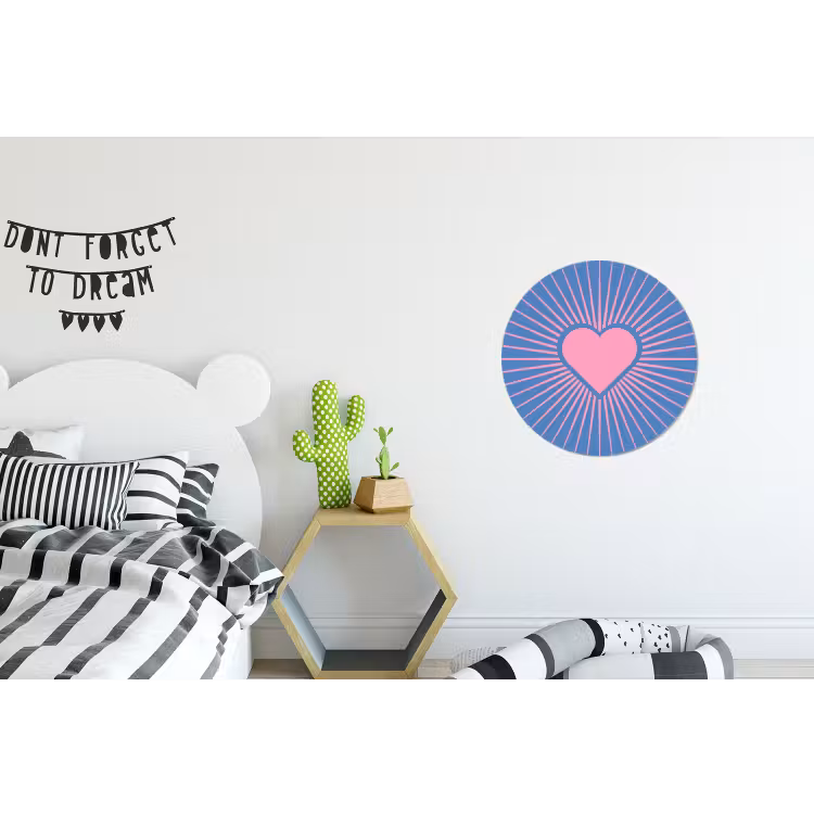Wandcirkel - Aluminium - Hart - Stralen - Liefde - Modern - Roze — 5