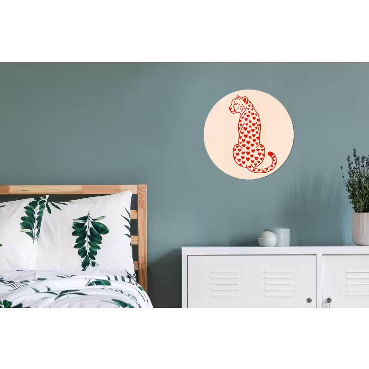 Wandcirkel - Aluminium - Kat - Harten - Dieren - Modern - Rood — 4
