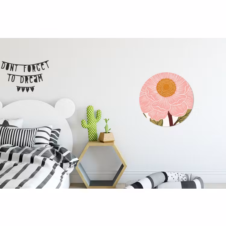 Wandcirkel - Aluminium - Bloemen - Roze - Illustratie — 5