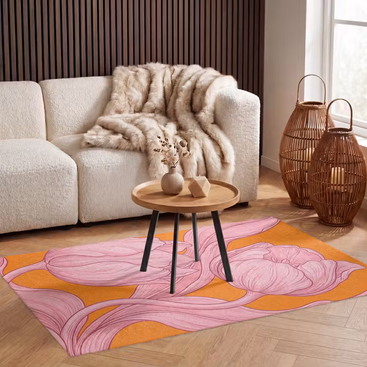 Vloerkleed - Roze bloemen - Modern — 4
