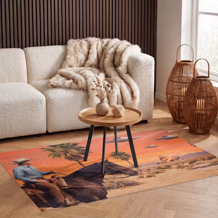 Vloerkleed - Cowboy - Paard - Woestijn — 4