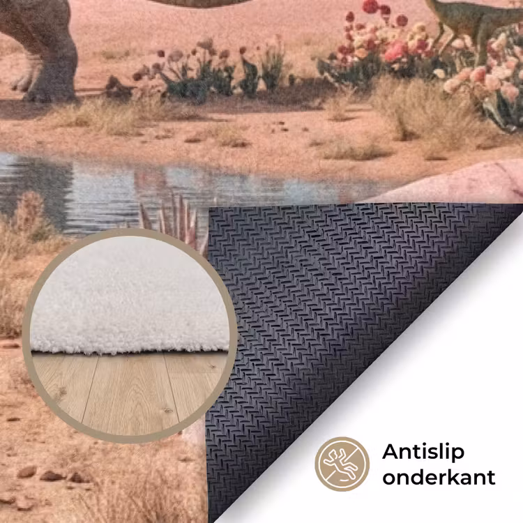 Vloerkleed - Dinosaurus - Roze - Landschap — 3
