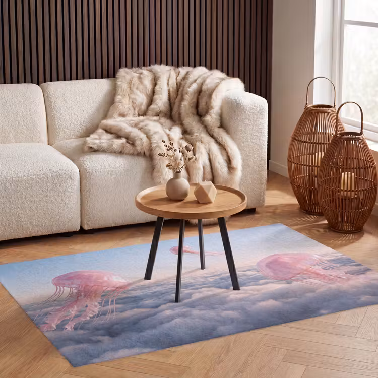 Vloerkleed - Roze dier - Wolken — 4