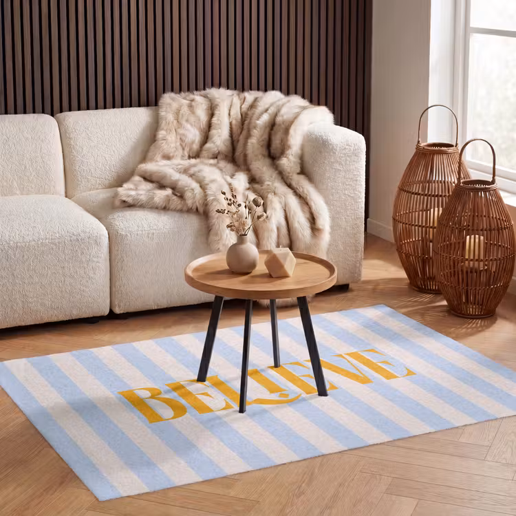 Vloerkleed - Oranje - Blauw - Strepen - Believe — 4
