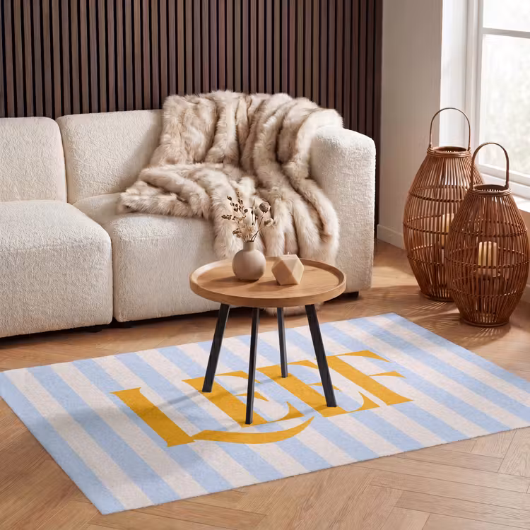 Vloerkleed - Oranje - Blauw - Strepen - Leef — 4