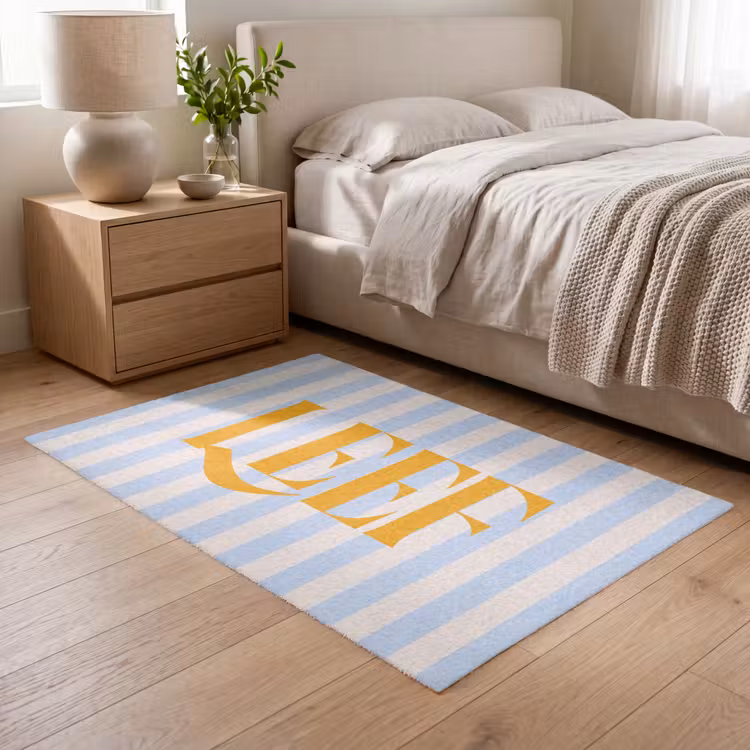 Vloerkleed - Oranje - Blauw - Strepen - Leef — 5
