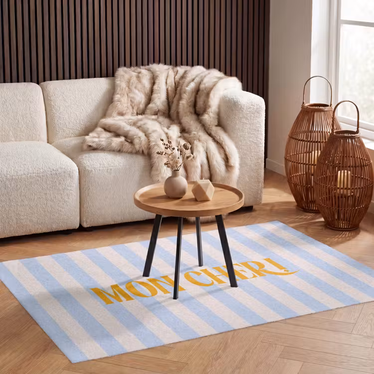 Vloerkleed - Oranje - Blauw - Strepen - Mon chéri — 4