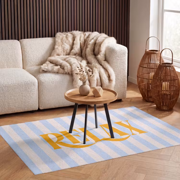 Vloerkleed - Oranje - Blauw - Strepen - Relax — 4