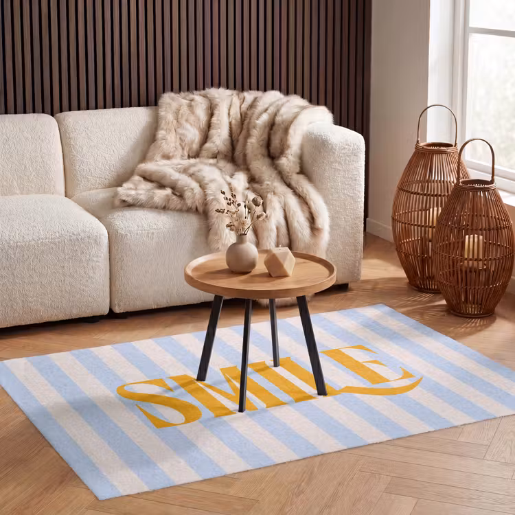 Vloerkleed - Oranje - Blauw - Strepen - Smile — 4