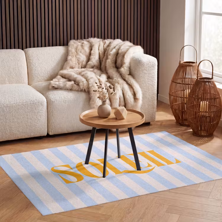 Vloerkleed - Oranje - Blauw - Strepen - Soleil — 4
