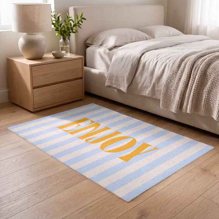 Vloerkleed - Oranje - Blauw - Strepen - Enjoy — 5