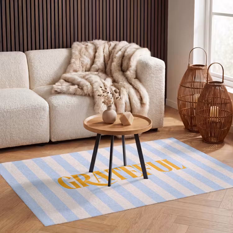 Vloerkleed - Oranje - Blauw - Strepen - Grateful — 4