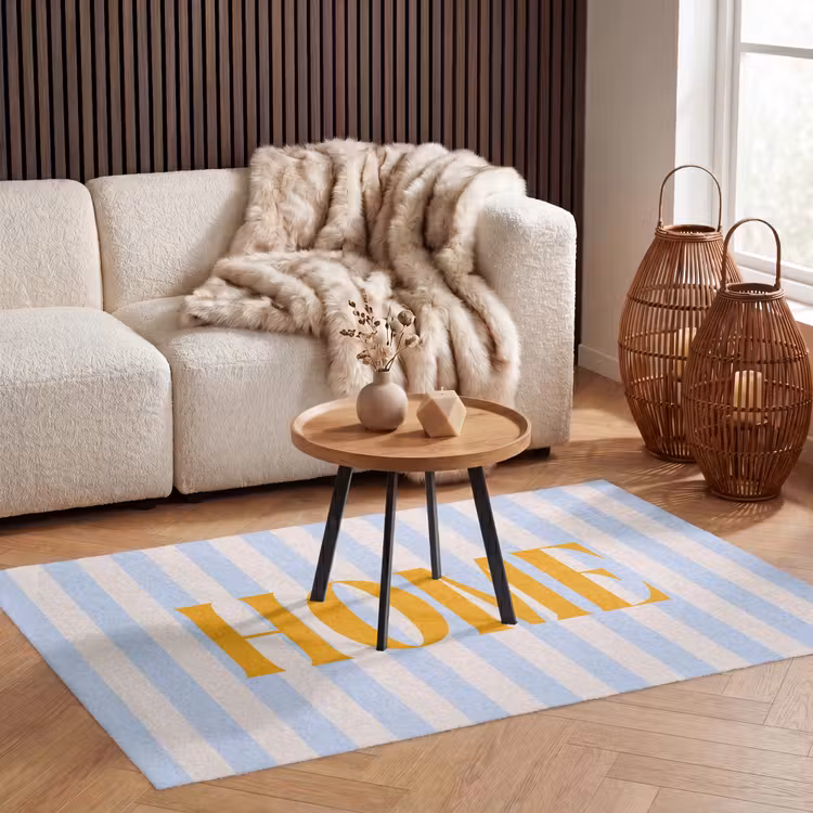 Vloerkleed - Oranje - Blauw - Strepen - Home — 4