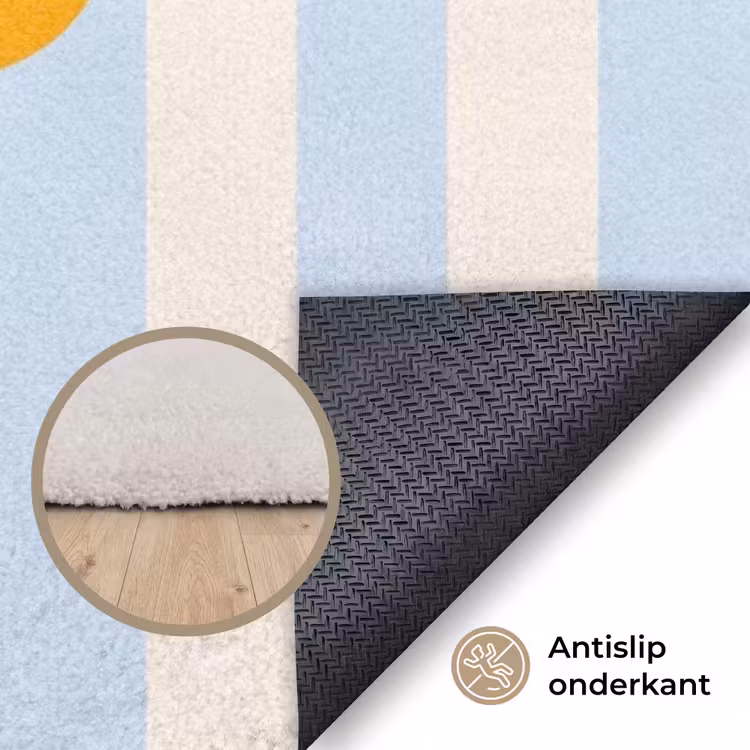 Vloerkleed - Oranje - Blauw - Strepen - Liefs — 3