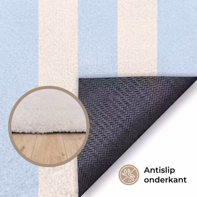 Vloerkleed - Oranje - Blauw - Strepen - Welkom — 3