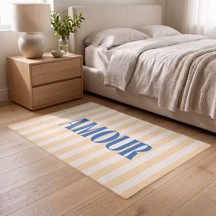 Vloerkleed - Blauw - Geel - Strepen - Amour — 5
