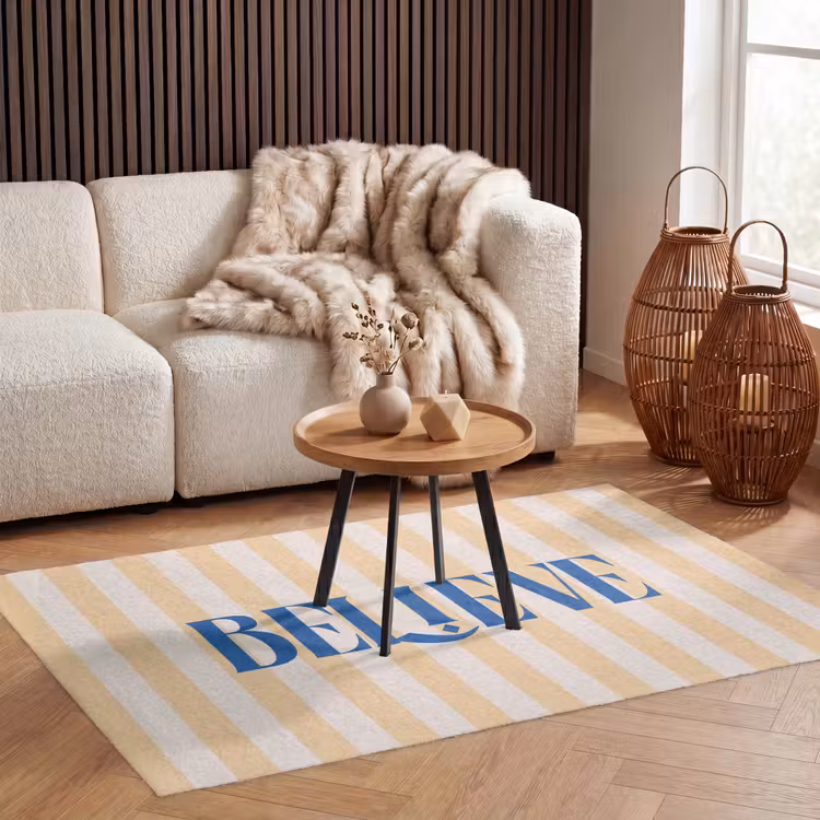 Vloerkleed - Blauw - Geel - Strepen - Believe — 4
