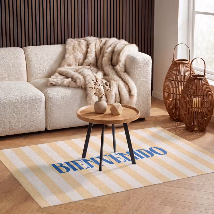 Vloerkleed - Blauw - Geel - Strepen - Bienvenido — 4