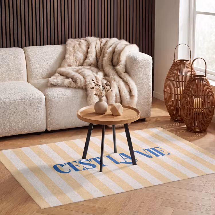 Vloerkleed - Blauw - Geel - Strepen - C'est La Vie — 4