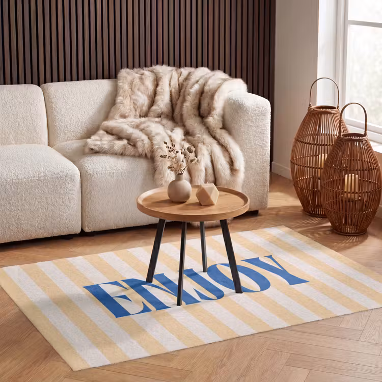 Vloerkleed - Blauw - Geel - Strepen - Enjoy — 4