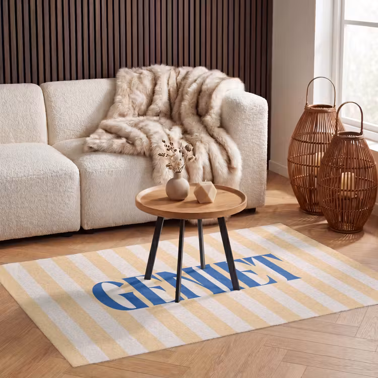 Vloerkleed - Blauw - Geel - Strepen - Geniet — 4