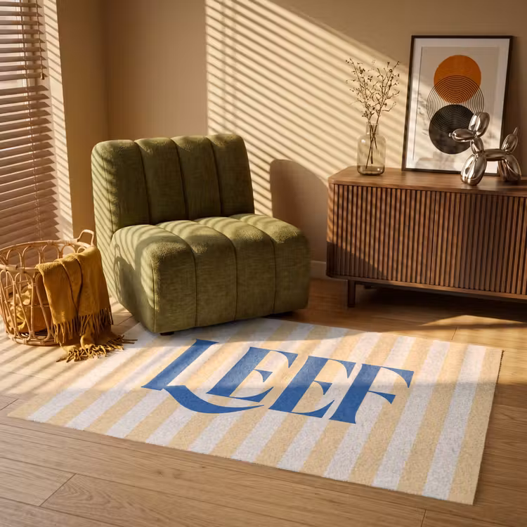 Vloerkleed - Blauw - Geel - Strepen - Leef — 2