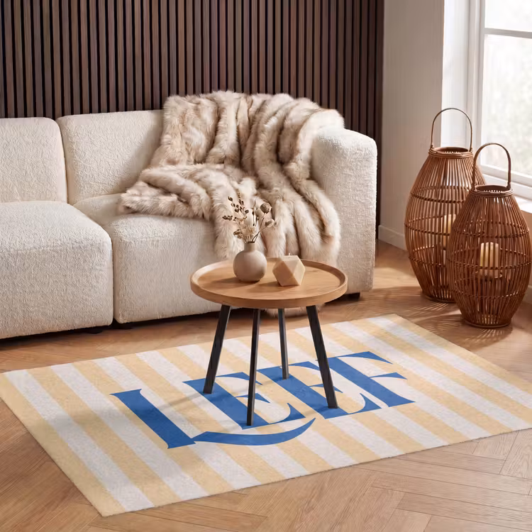 Vloerkleed - Blauw - Geel - Strepen - Leef — 4