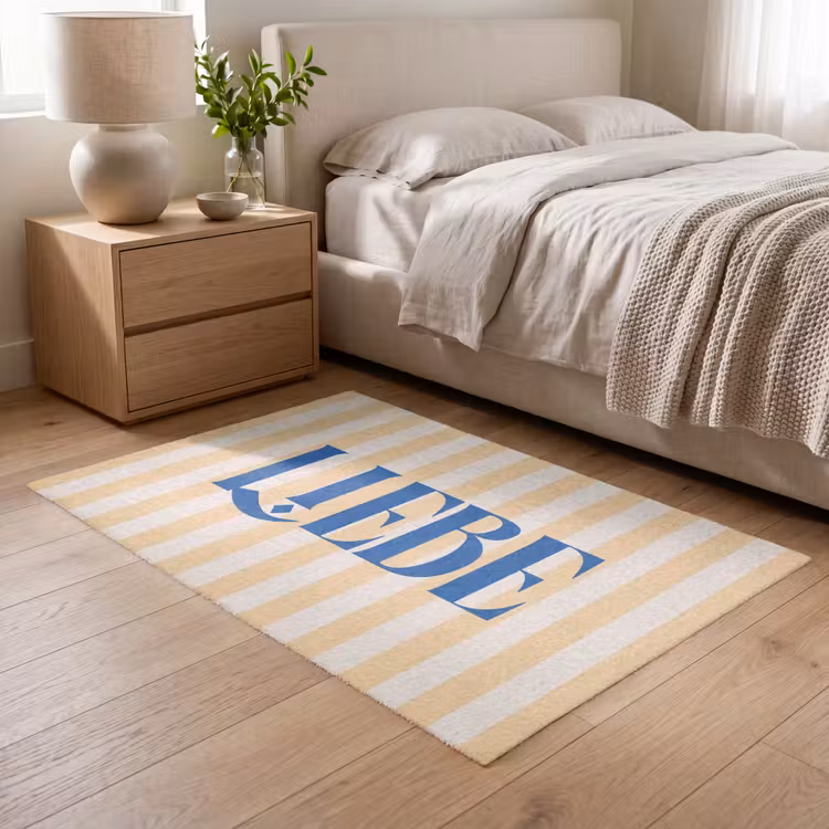 Vloerkleed - Blauw - Geel - Strepen - Liebe — 5