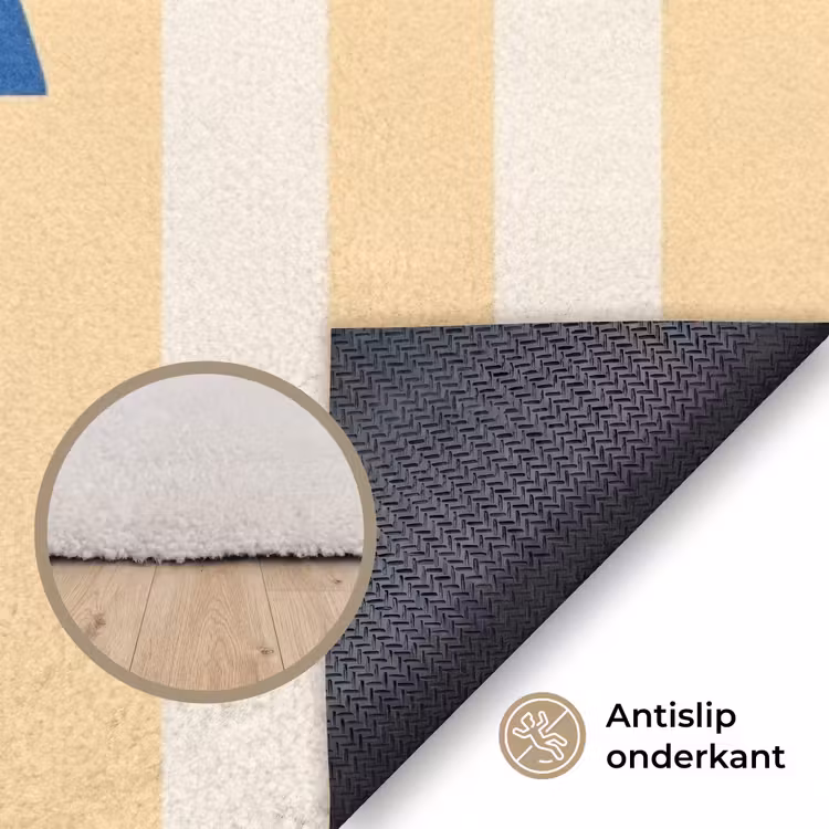 Vloerkleed - Blauw - Geel - Strepen - Okay — 3