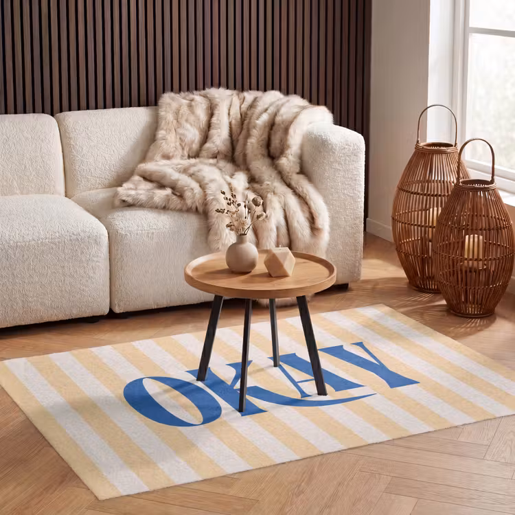 Vloerkleed - Blauw - Geel - Strepen - Okay — 4