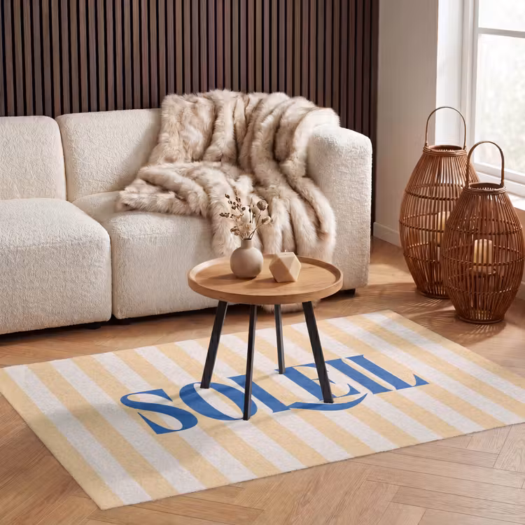 Vloerkleed - Blauw - Geel - Strepen - Soleil — 4