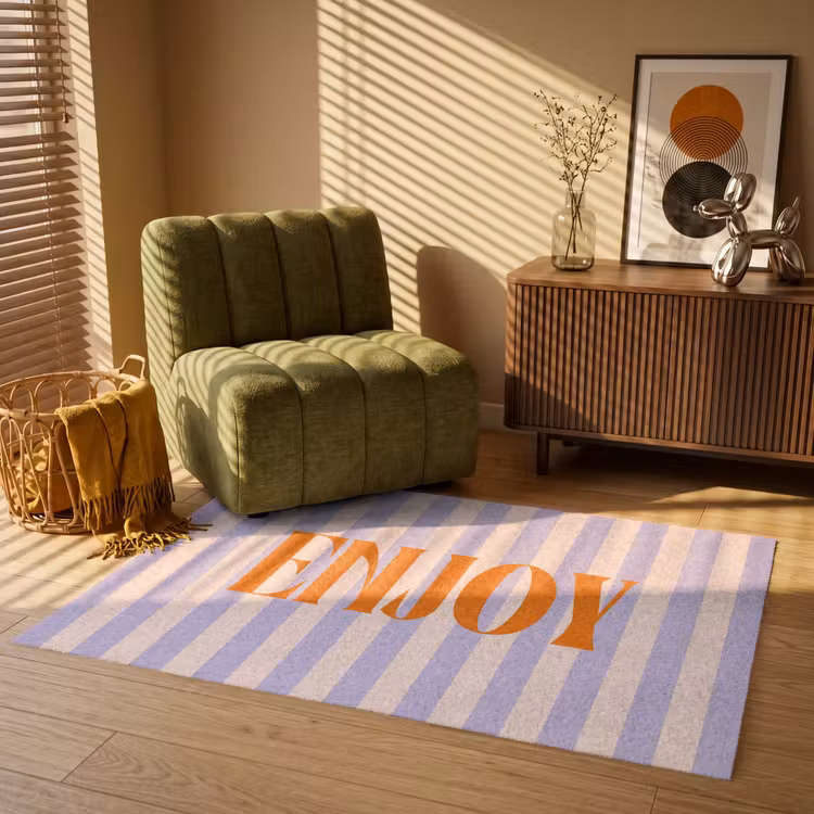 Vloerkleed - Lila - Oranje - Strepen - Enjoy — 2