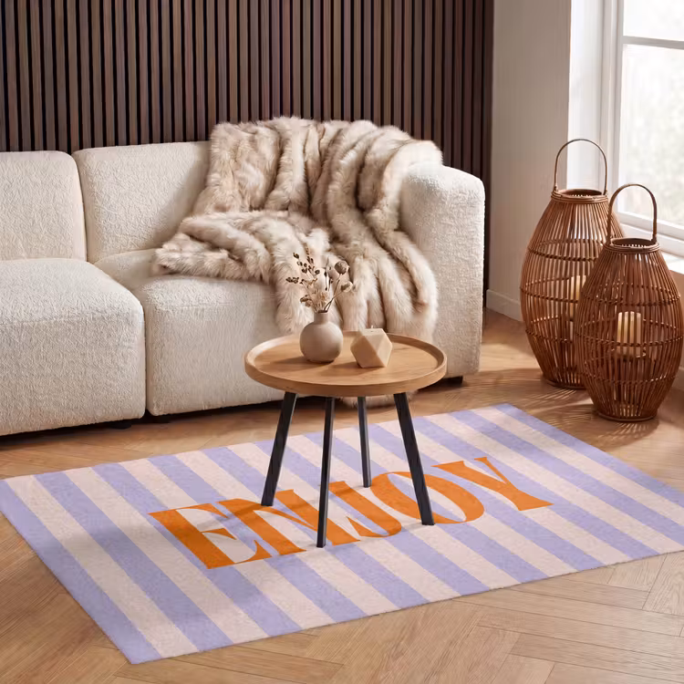 Vloerkleed - Lila - Oranje - Strepen - Enjoy — 4