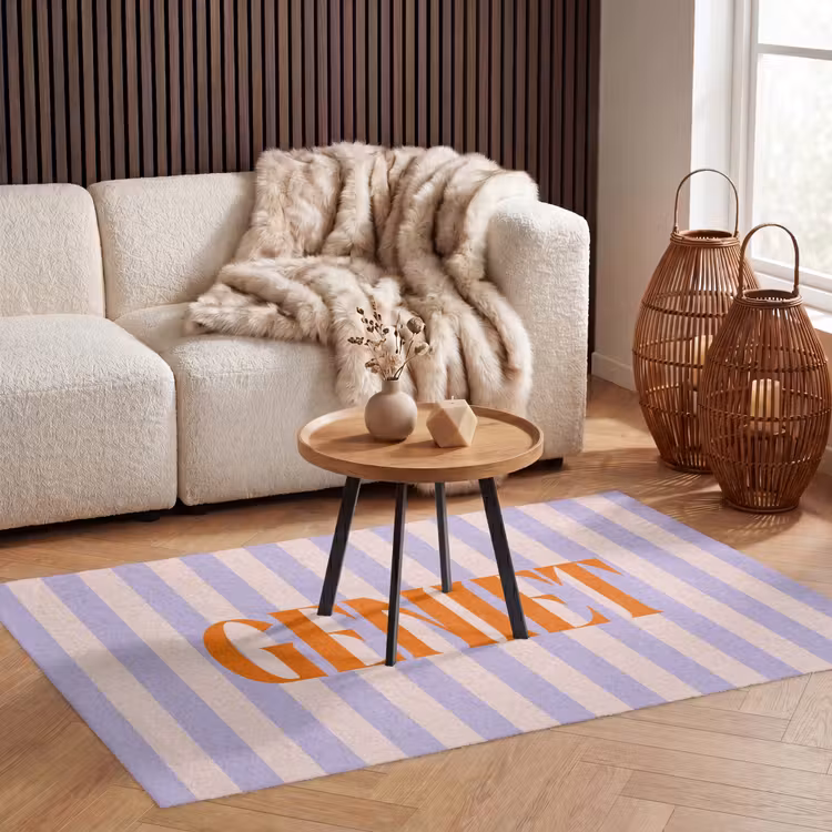 Vloerkleed - Lila - Oranje - Strepen - Geniet — 4
