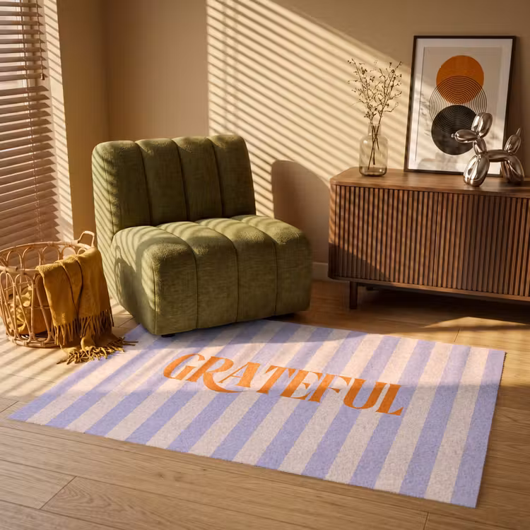 Vloerkleed - Lila - Oranje - Strepen - Grateful — 2
