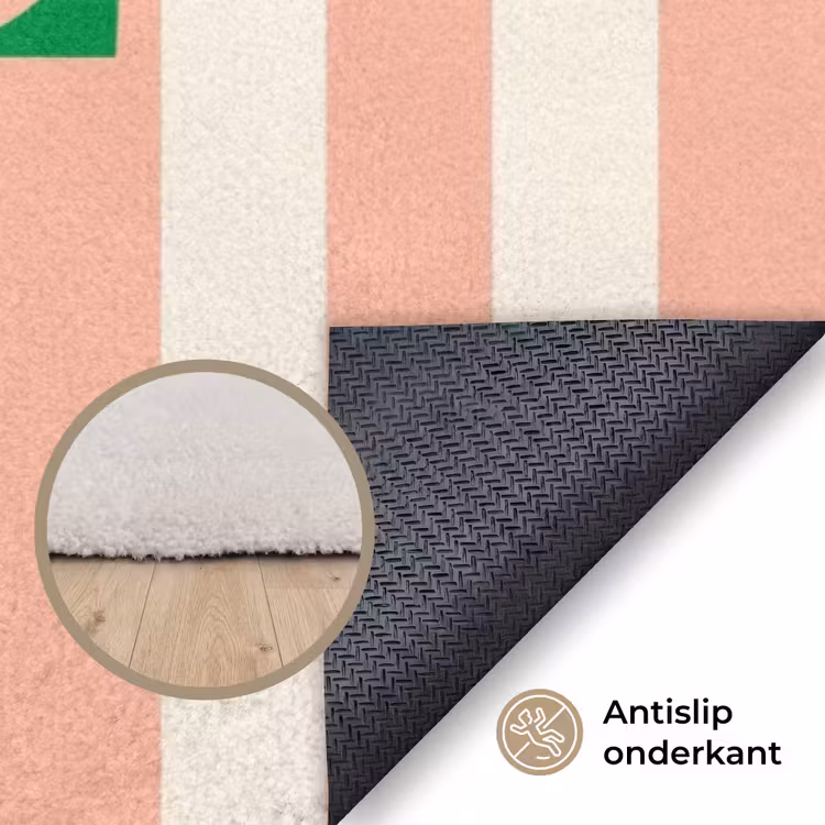 Vloerkleed - Zachtroze - Groen - Strepen - Home — 3