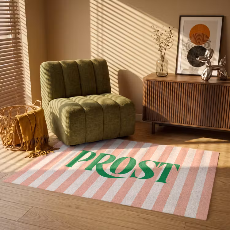 Vloerkleed - Zachtroze - Groen - Strepen - Prost — 2