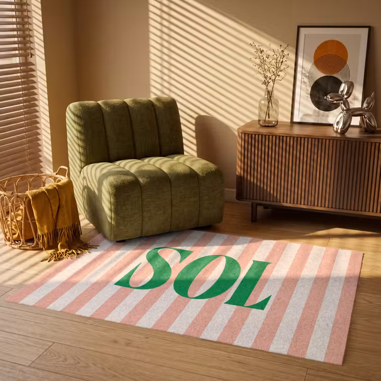 Vloerkleed - Zachtroze - Groen - Strepen - Sol — 2