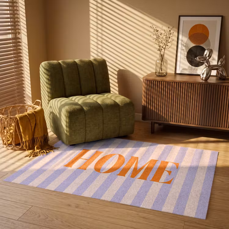 Vloerkleed - Lila - Oranje - Strepen - Home — 2