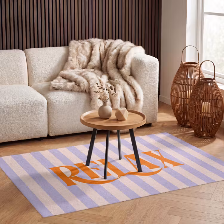 Vloerkleed - Lila - Oranje - Strepen - Relax — 4